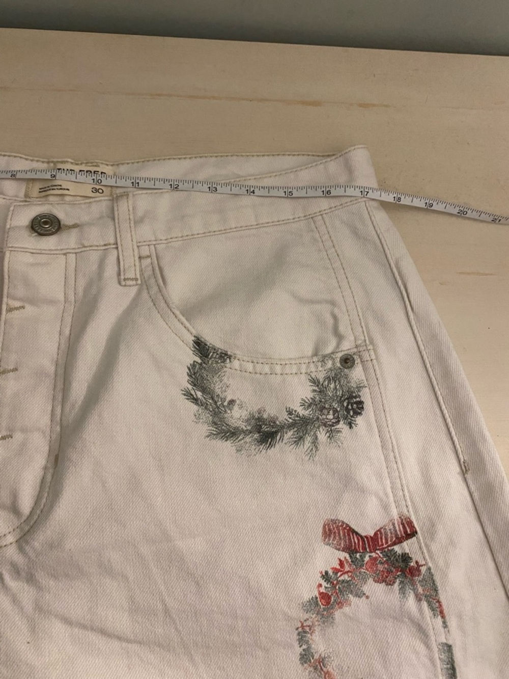 We The Free Wide Leg Barrel Buttonfly Jeans with Wreath Accents - Picture 11 of 12